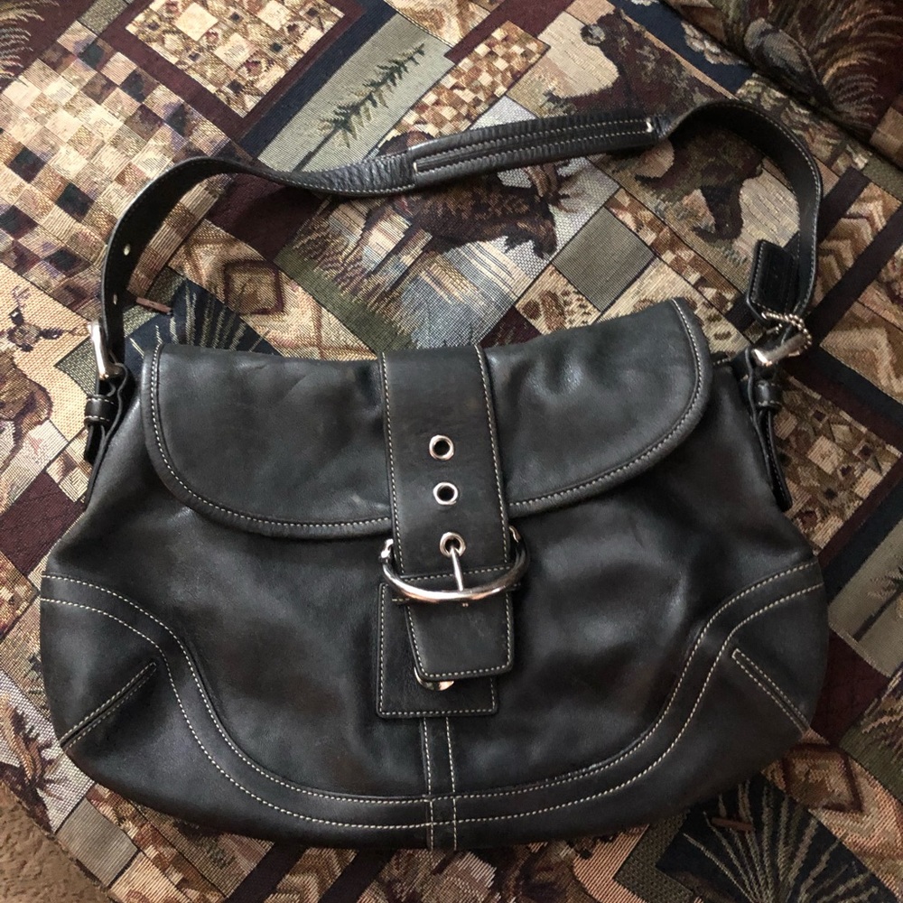 Black coach purse about 14 x 10